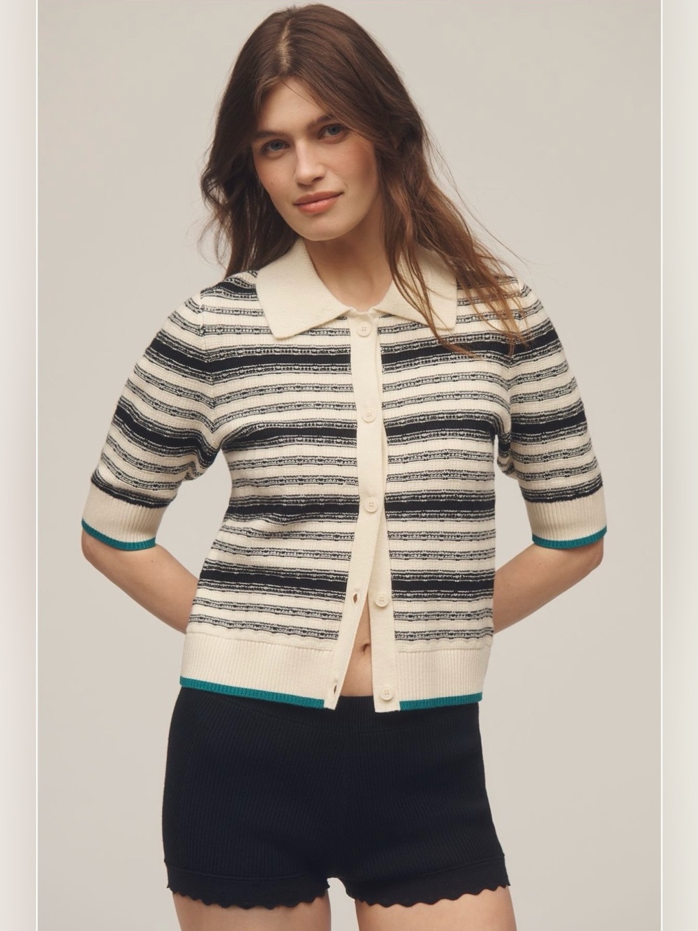 Kinsley Collard Crop Cardigan Sweater by Maeve